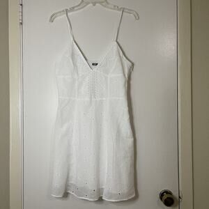 ZARA white summer lace eyelet european style beach wear tank dress large